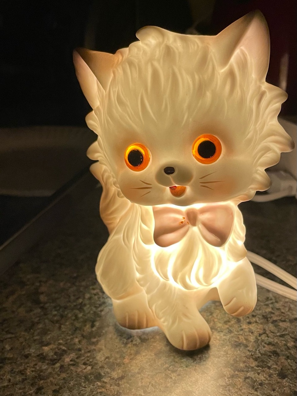 Josef originals kitten night light, light glows through its eyes, vintage 1950’s